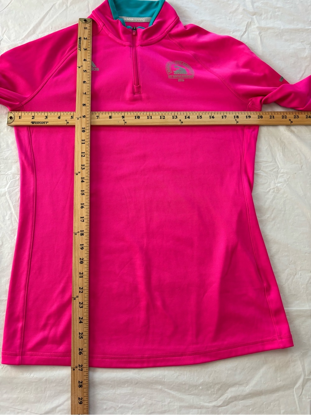 Addias Pink Boston Marathon 2016 Quarter-Zip Training Jacket SZ L Worn 1X - Picture 9 of 14